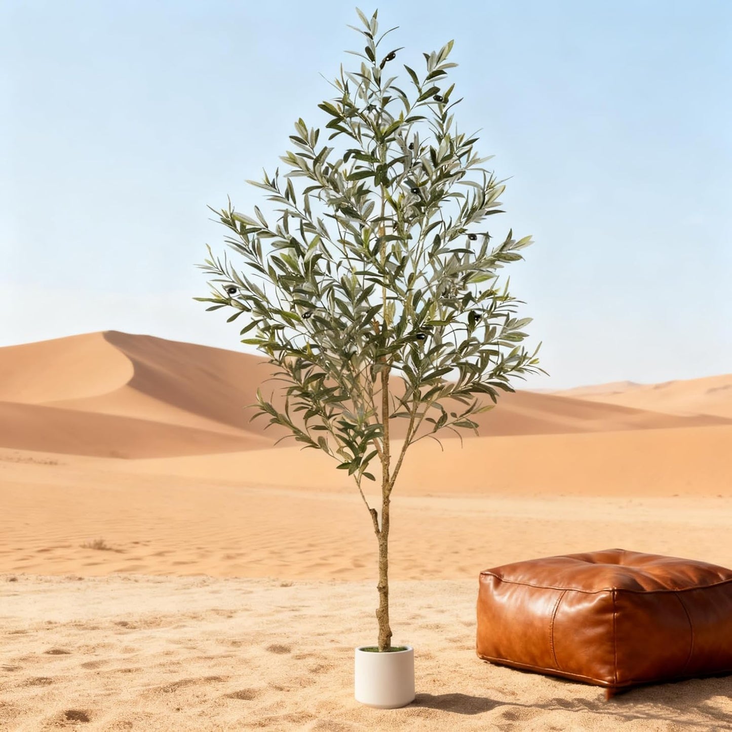BESTONE Lifelike Artificial Olive Tree 242cm/8FT Decorative Green Plant DEMO