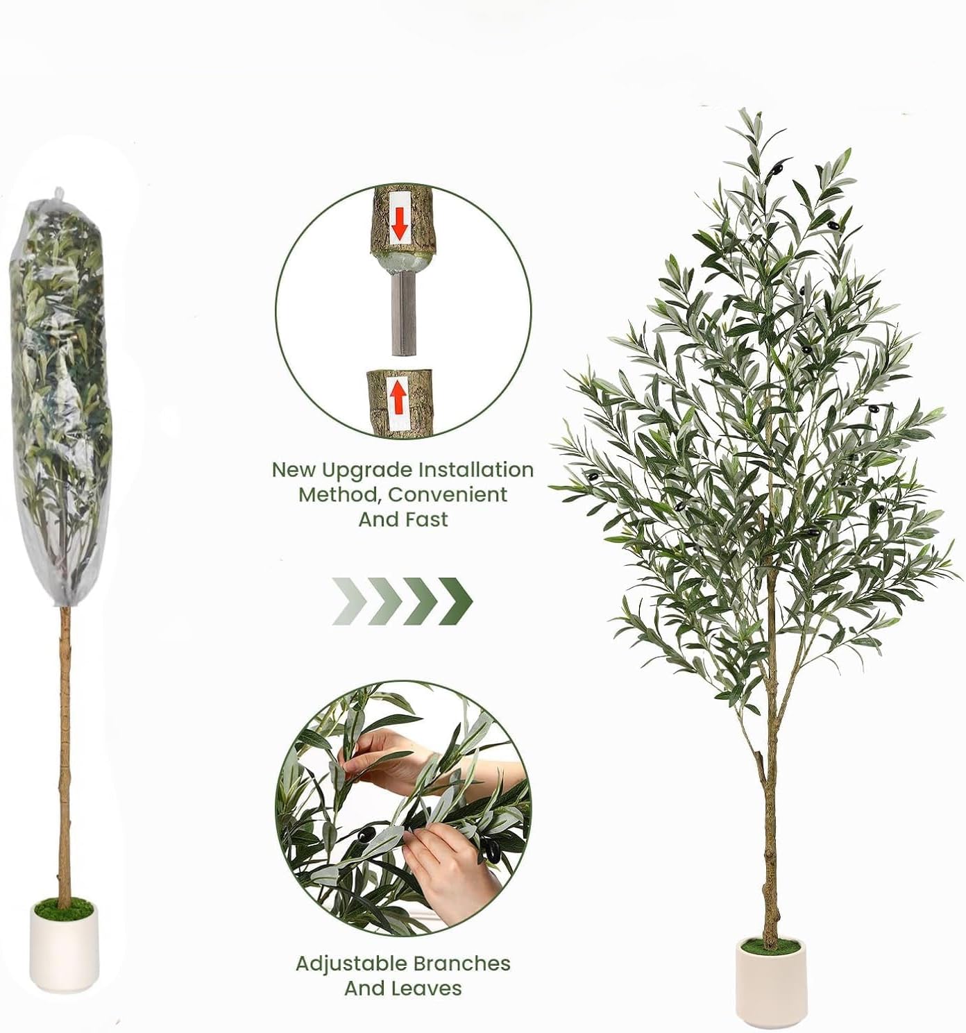 BESTONE Lifelike Artificial Olive Tree 242cm/8FT Decorative Green Plant DEMO