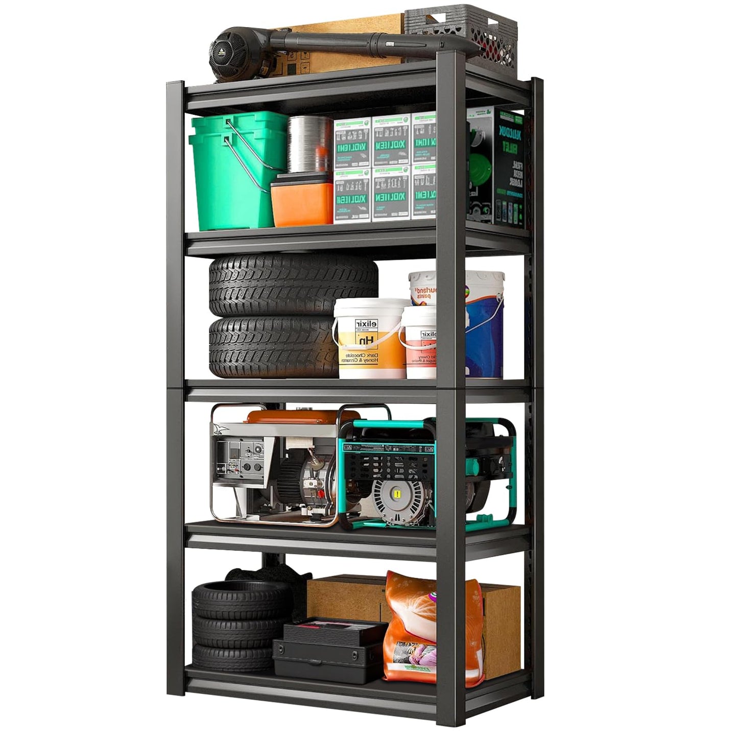 KZOBYD 5-Tier Adjustable Industrial Garage Shelving Unit Black 76*35*160cm DEMO
