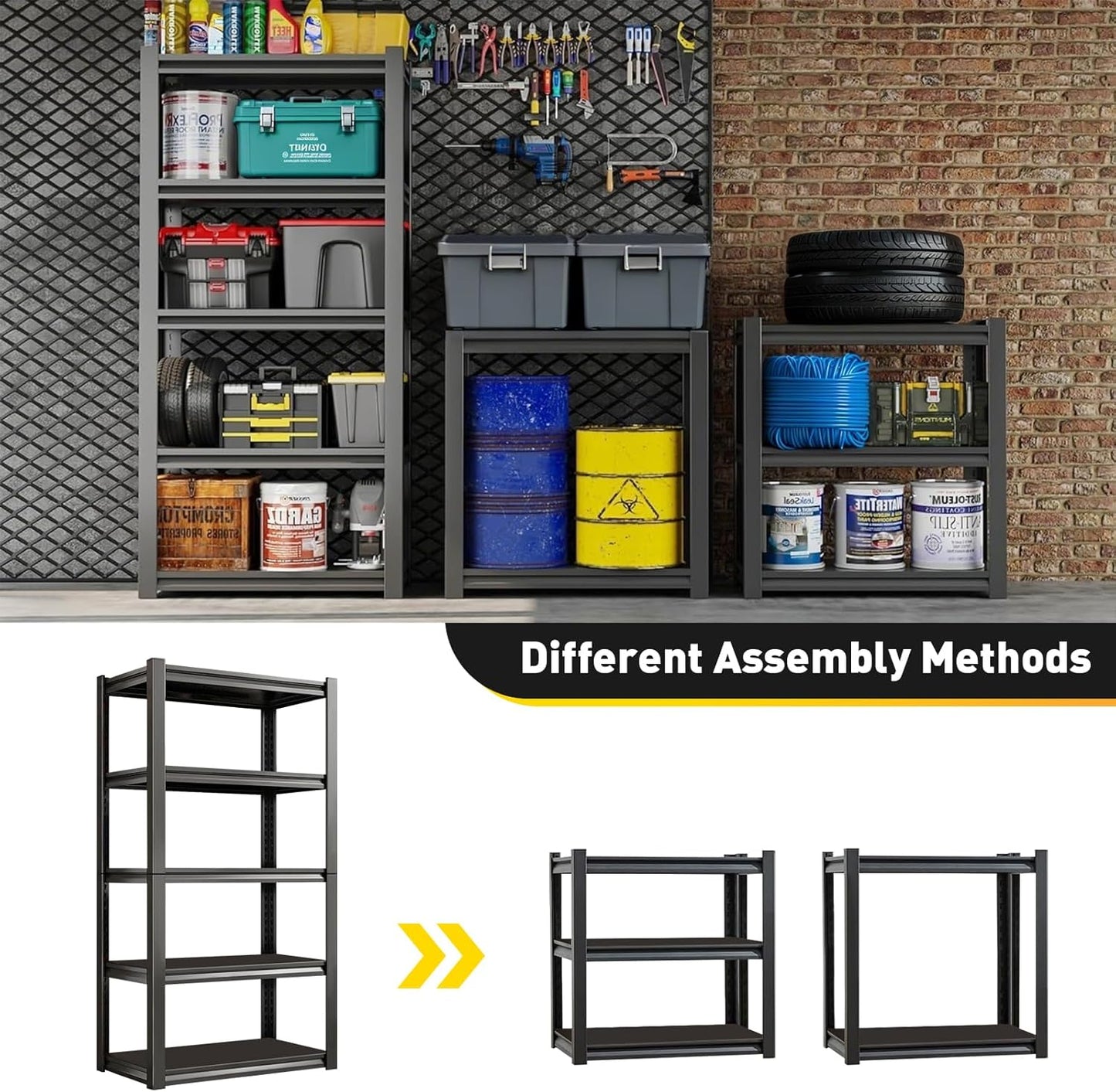 KZOBYD 5-Tier Adjustable Industrial Garage Shelving Unit Black 76*35*160cm DEMO