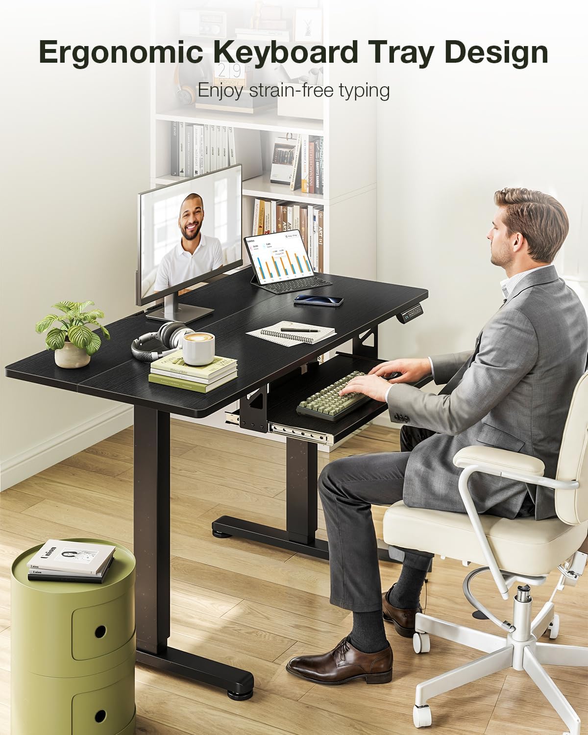 ODK Electric Desks Standing Desk with Keyboard Tray Height Adjustable 100 DEMO