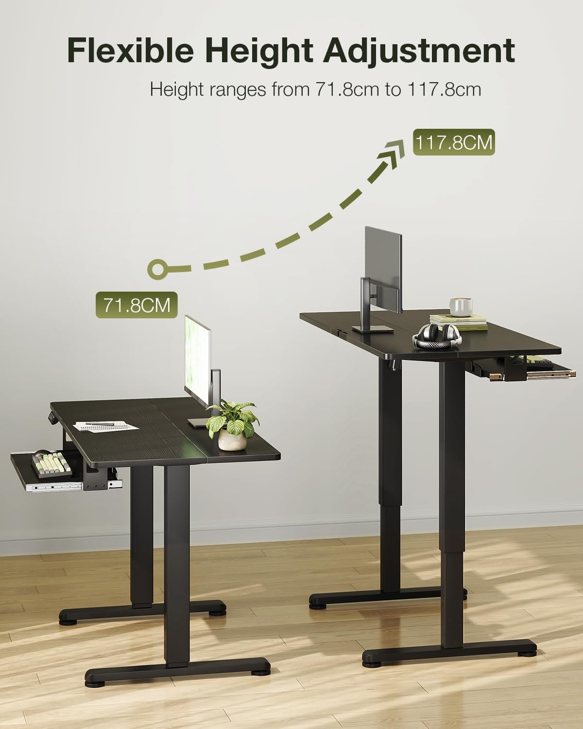 ODK Electric Desks Standing Desk with Keyboard Tray Height Adjustable 100 DEMO