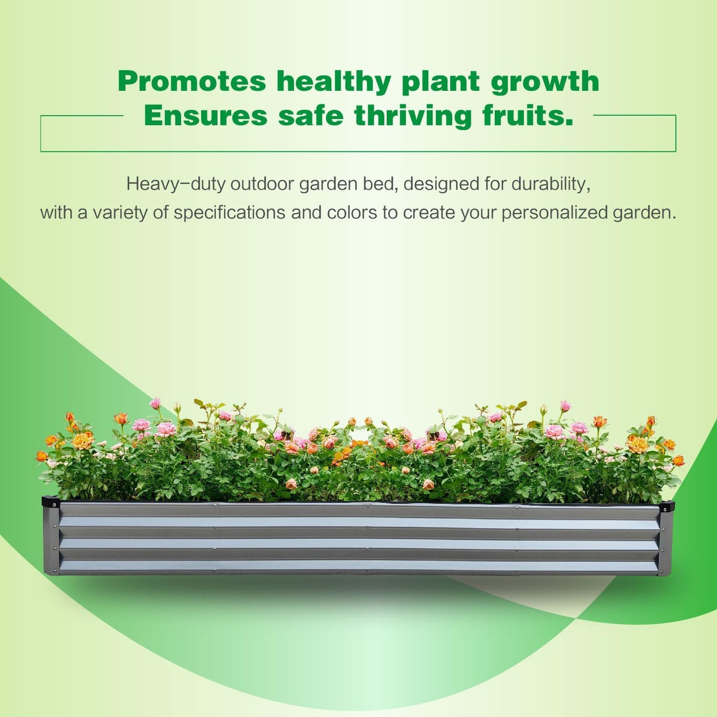 Galvanized Raised Garden Bed Kits - Metal Planter Boxes, 8x4x1 FT, Silver NEW