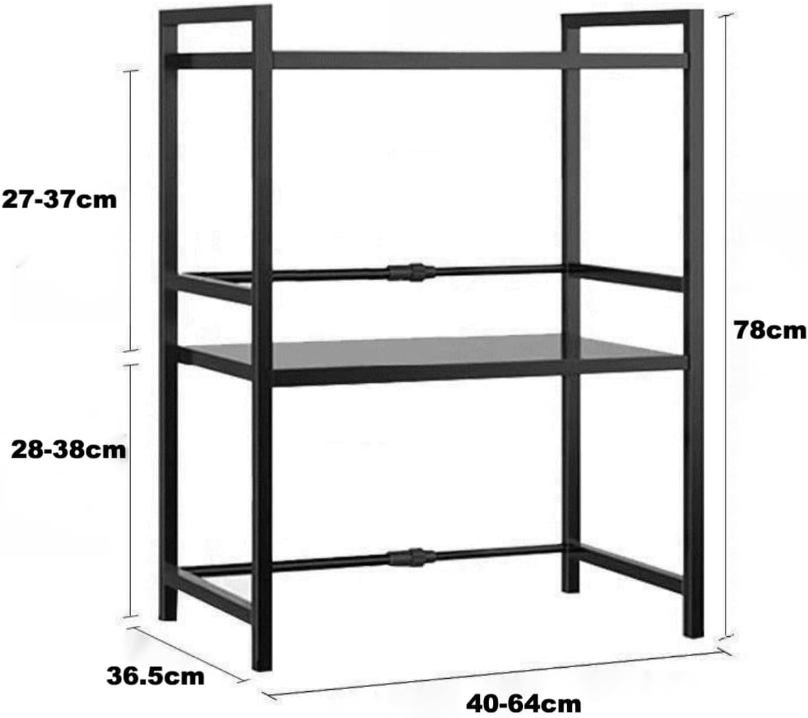 INSTA HEAVEN Adjustable Metal Kitchen Rack with 6 Hooks 2 Layers Black NEW