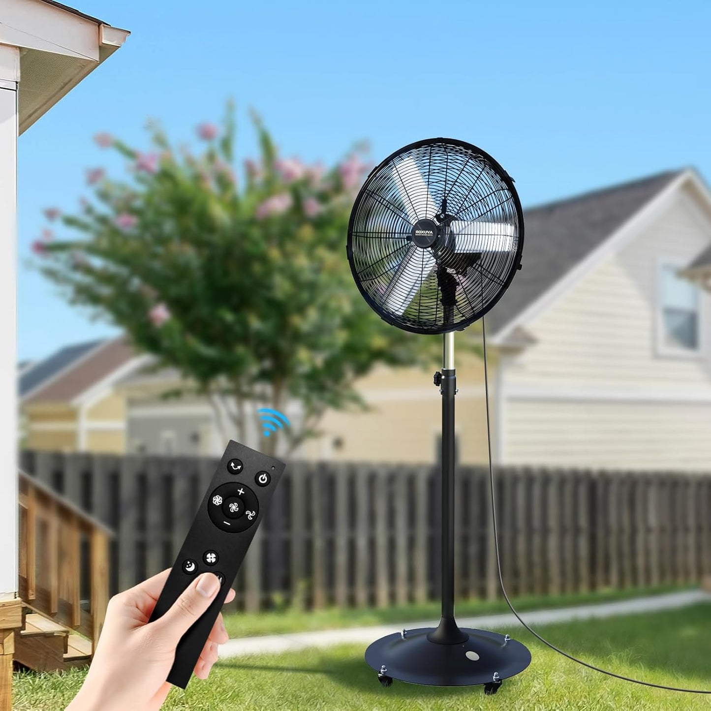 AVUXOR 50cm Oscillating Pedestal Fan with Remote 4 Speed Energy Saving NEW
