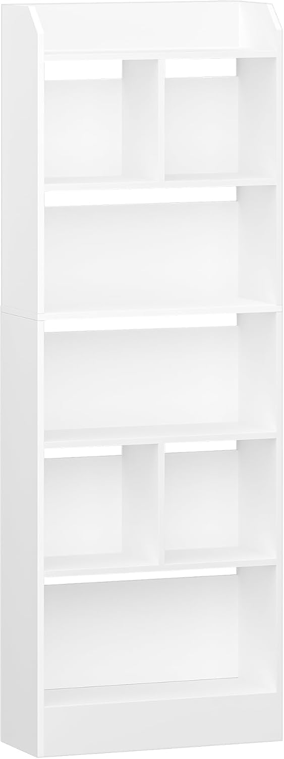 Hzuaneri 6-Tier Bookcases Open Tall Bookcase Storage Shelves White 24 x 60 NEW
