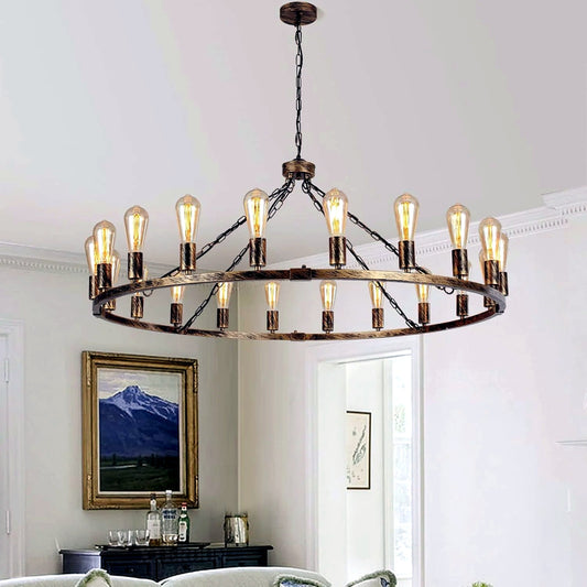 Jaycomey 20-Light Chandeliers Farmhouse Adjustable Chandelier,Bronze, DEMO