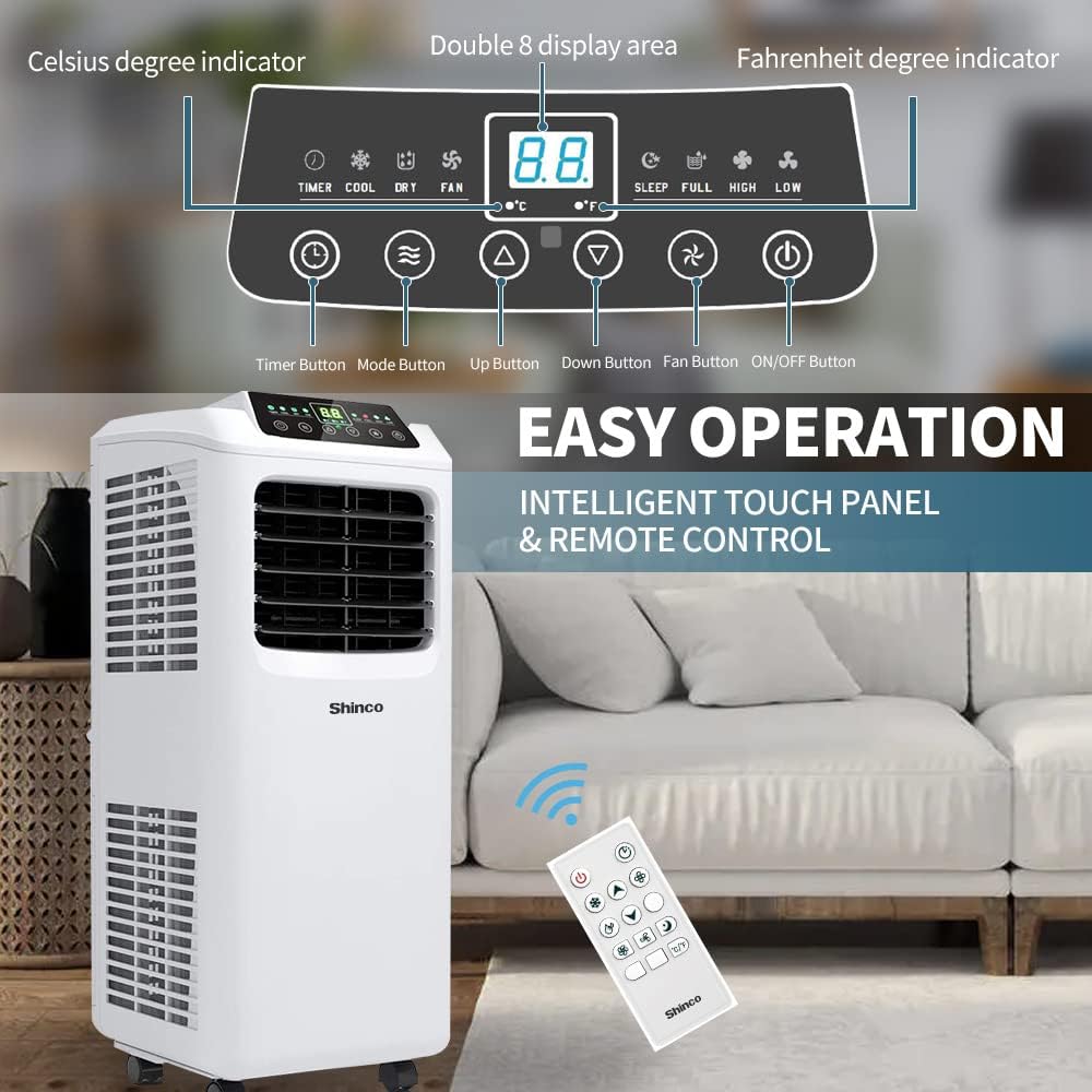 SHINCO 7000BTU Portable Air Conditioner Dehumidifier Cooling Unit White DEMO