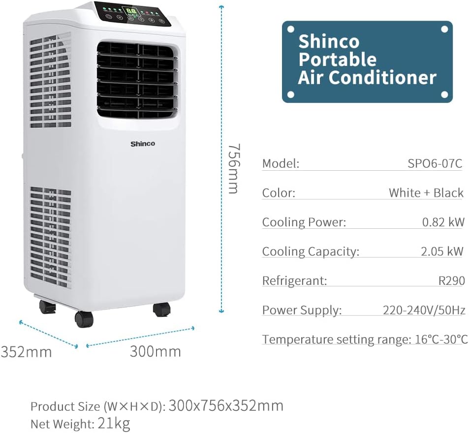 SHINCO 7000BTU Portable Air Conditioner Dehumidifier Cooling Unit White DEMO