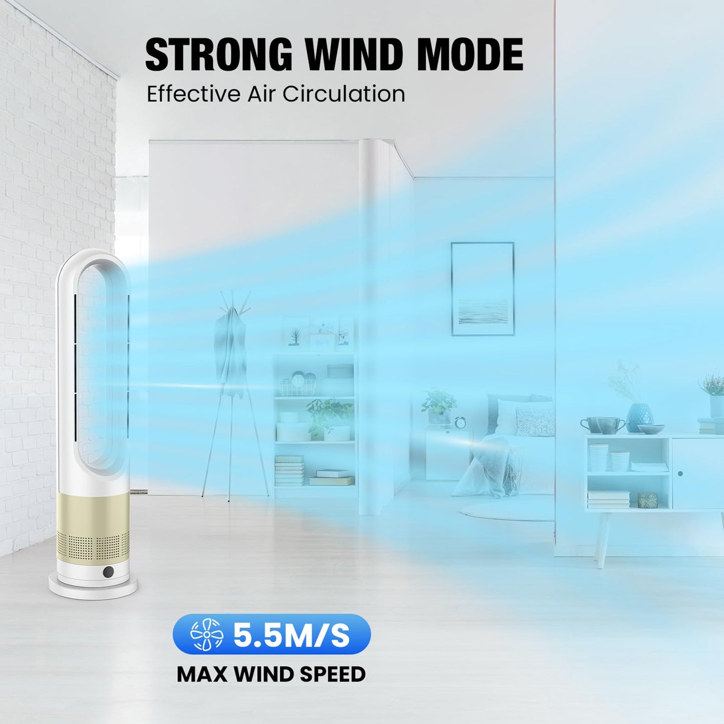 YOPOWER 2-in-1 Tower Fan Heater with 11 Wind Speeds & Air Circulator, White DEMO