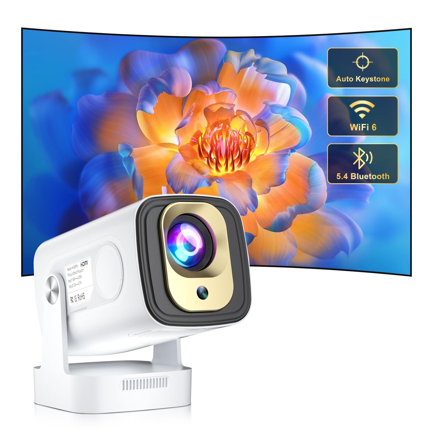 Salange 4K Projectors Auto Focus Portable White Projector for Home Cinema DEMO
