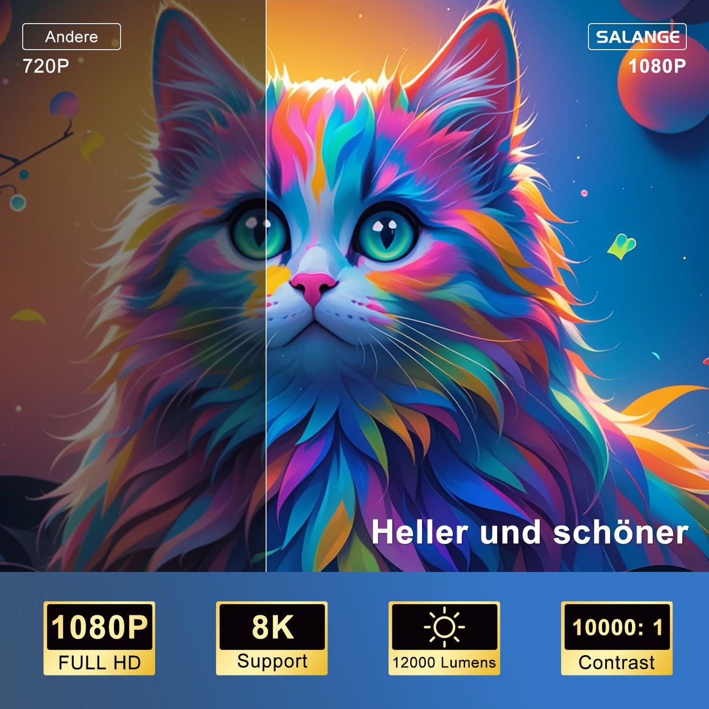 Salange 4K Projectors Auto Focus Portable White Projector for Home Cinema DEMO