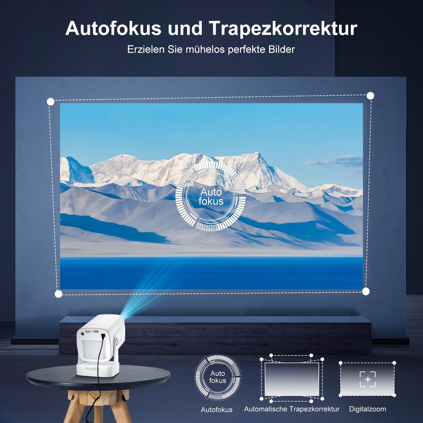 Salange 4K Projectors Auto Focus Portable White Projector for Home Cinema DEMO