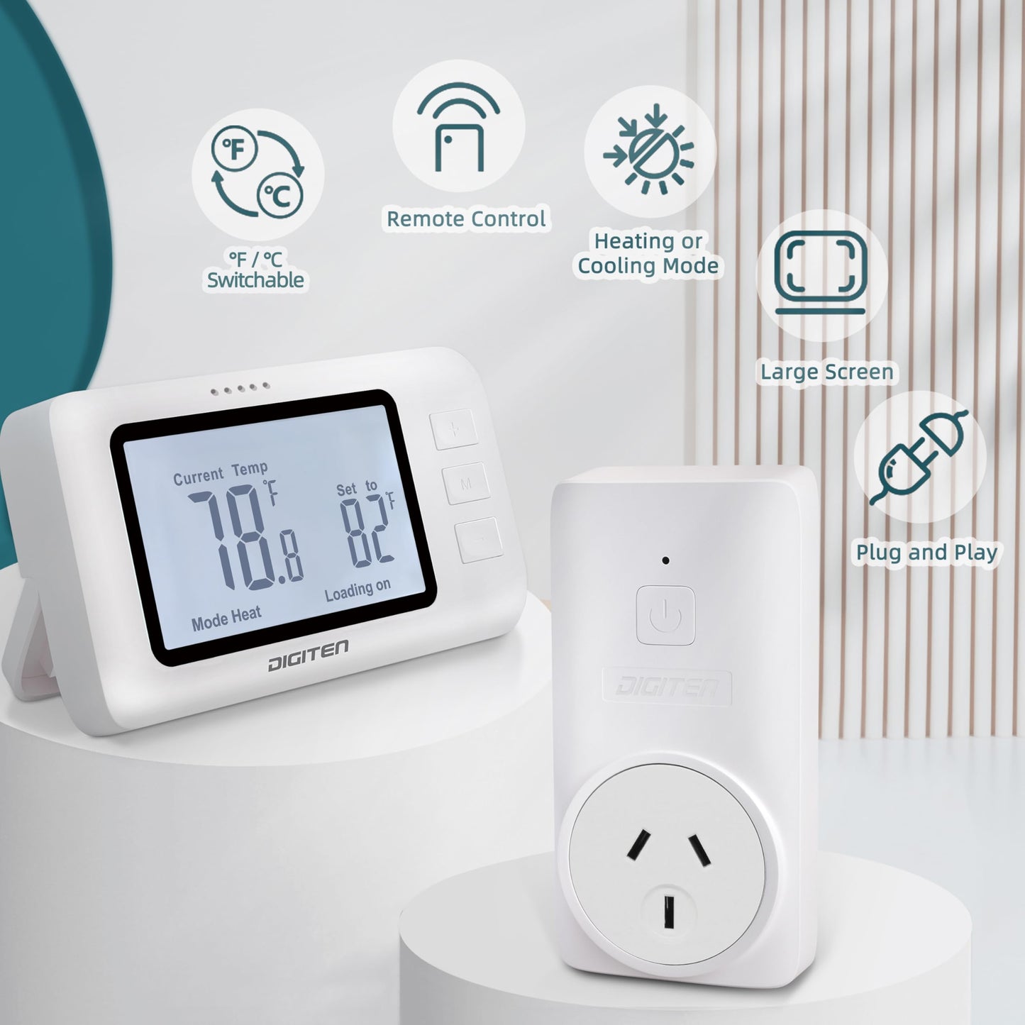 DIGITEN Wireless Thermostat Temperature Controller for Cooling and Heat DEMO