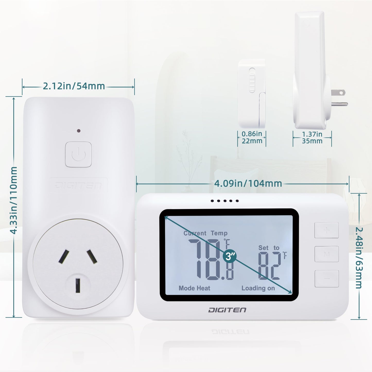 DIGITEN Wireless Thermostat Temperature Controller for Cooling and Heat DEMO