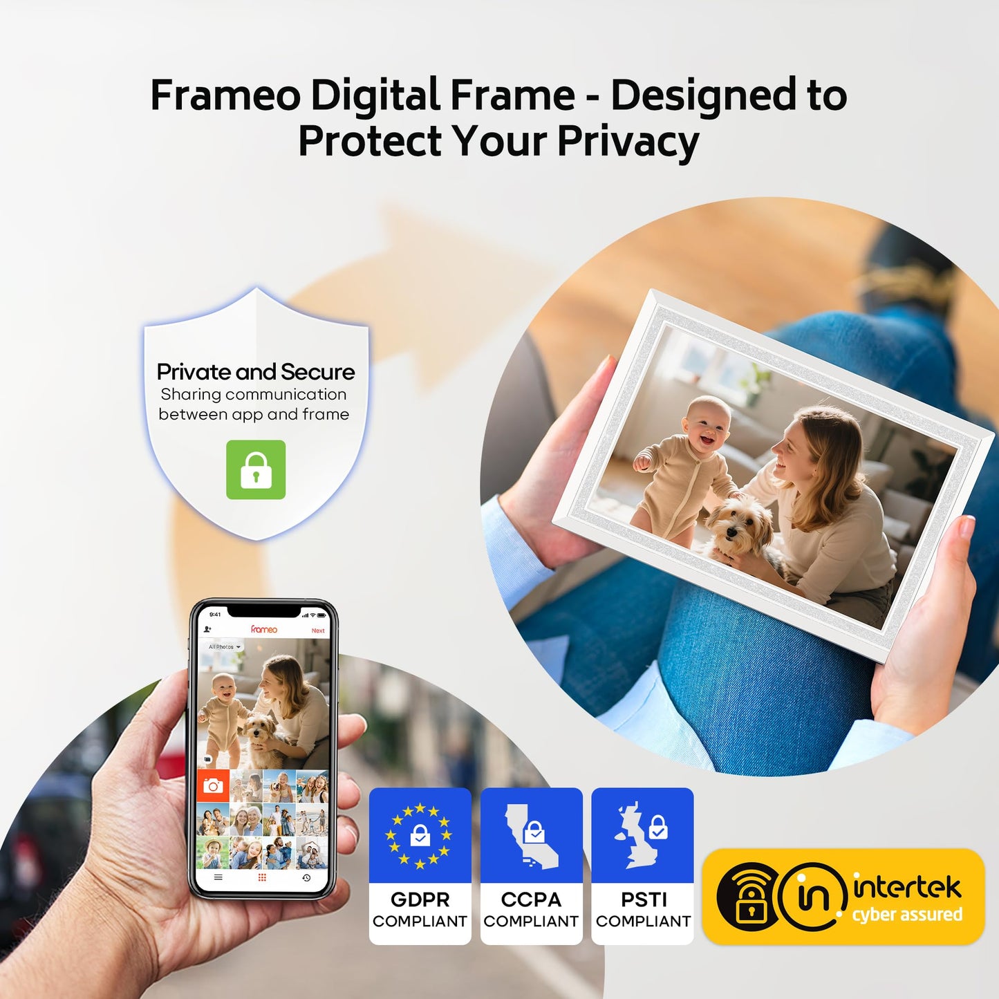 10.1 Inch Digital Photo Frame 1080P WiFi Display, Wall Mountable, White DEMO
