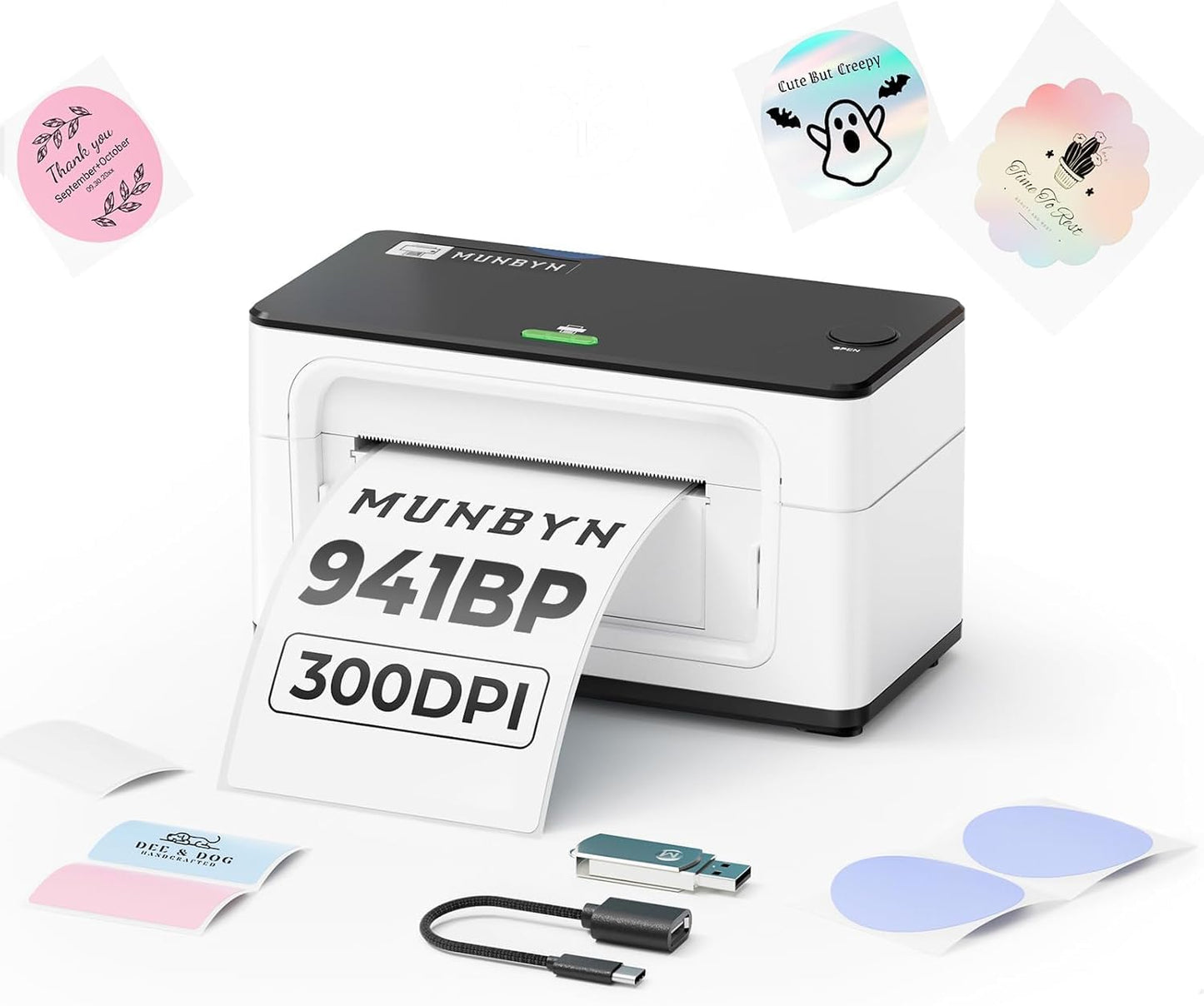MUNBYN Thermal Electronics Shipping Label Printer 300 DPI 4x6 Inch Compact DEMO