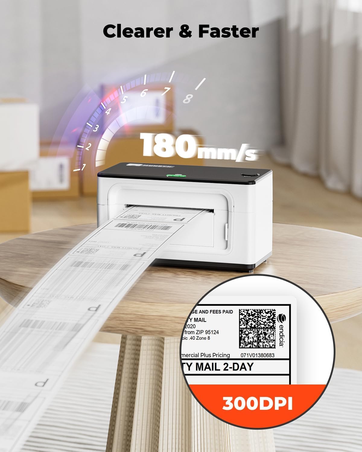 MUNBYN Thermal Electronics Shipping Label Printer 300 DPI 4x6 Inch Compact DEMO