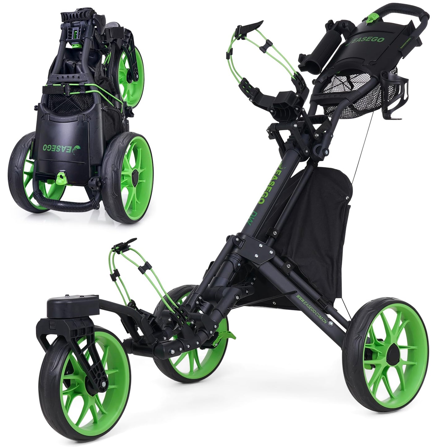 EASEGO 360° Swivel Folding Utility Cart Trolley, Black, 30.31 inch, DEMO