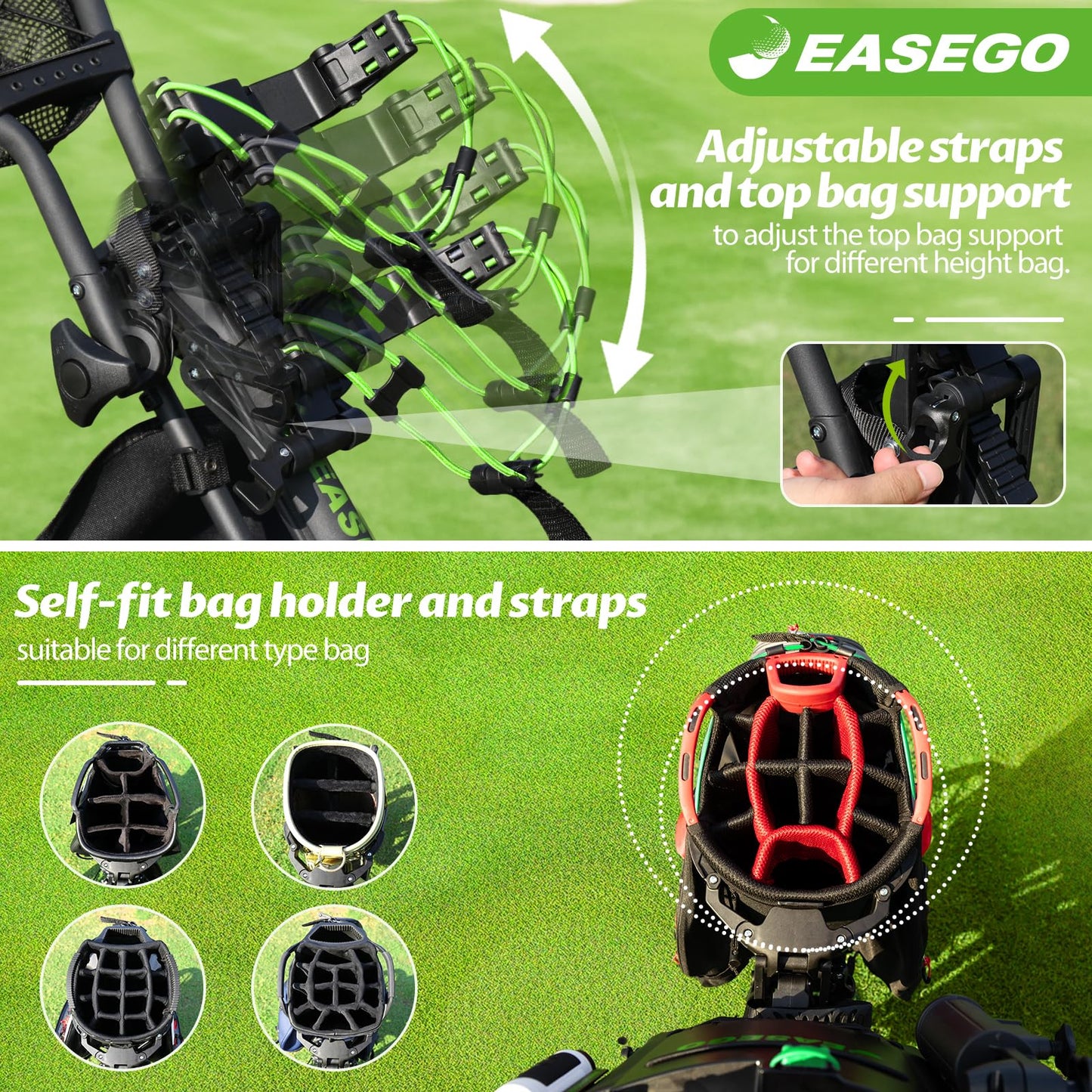 EASEGO 360° Swivel Folding Utility Cart Trolley, Black, 30.31 inch, DEMO