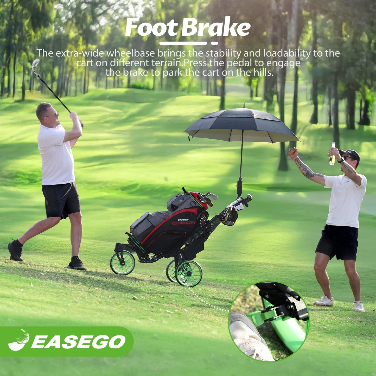 EASEGO 360° Swivel Folding Utility Cart Trolley, Black, 30.31 inch, DEMO