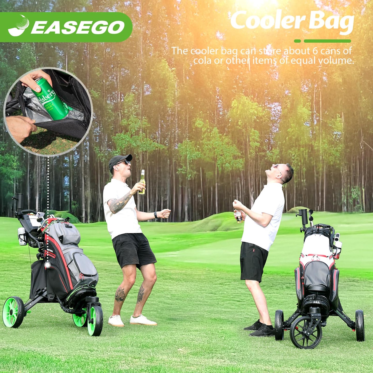 EASEGO 360° Swivel Folding Utility Cart Trolley, Black, 30.31 inch, DEMO