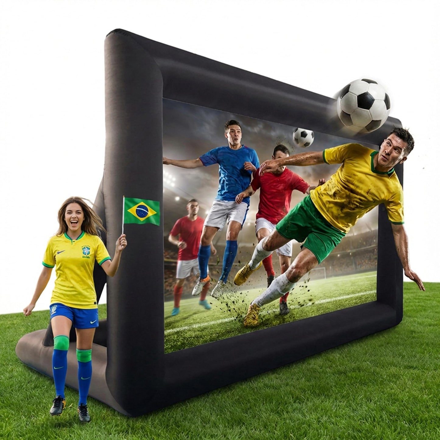 ADVWIN 20ft Inflatable Outdoor Projection Screen Fabric Projector in Black DEMO