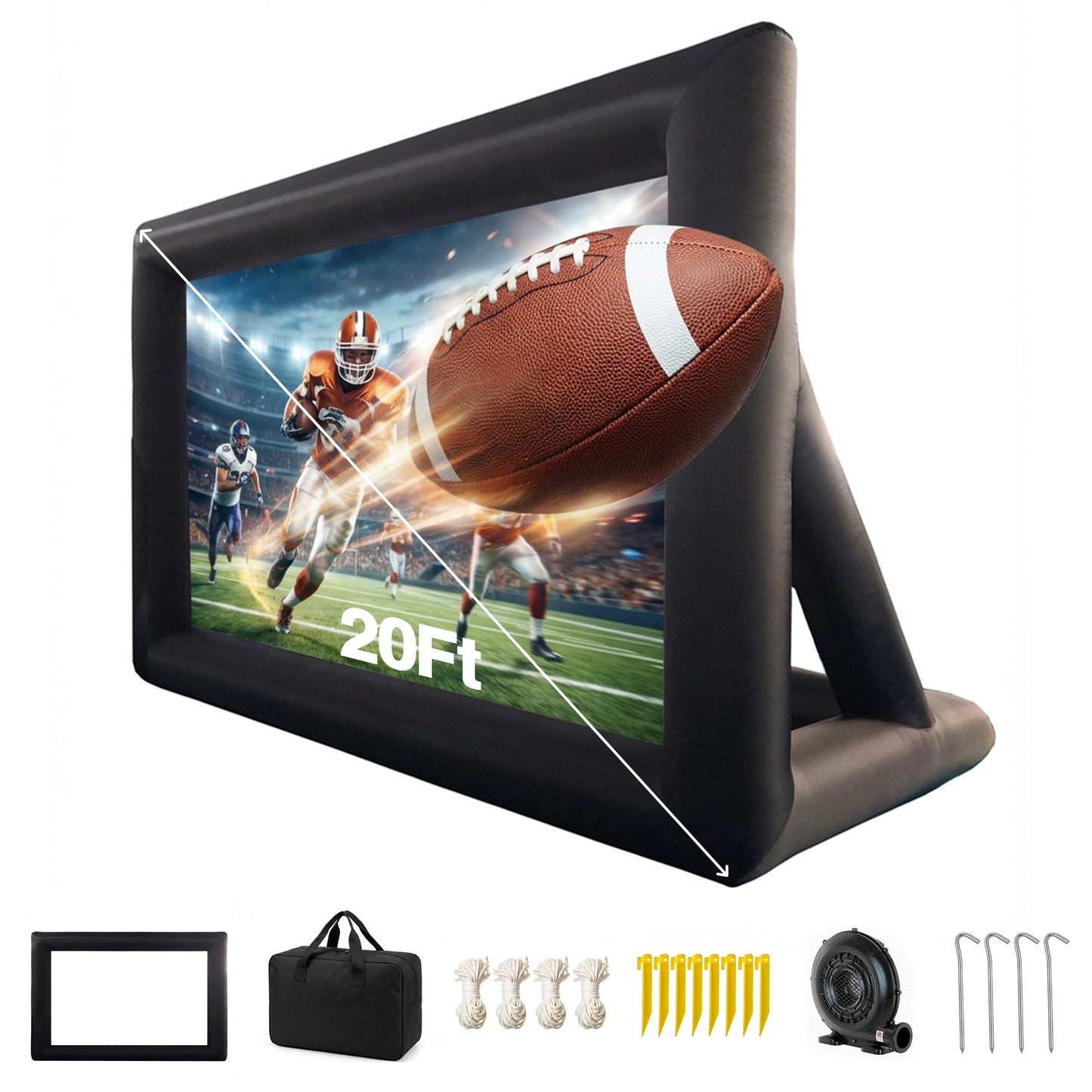 ADVWIN 20ft Inflatable Outdoor Projection Screen Fabric Projector in Black DEMO