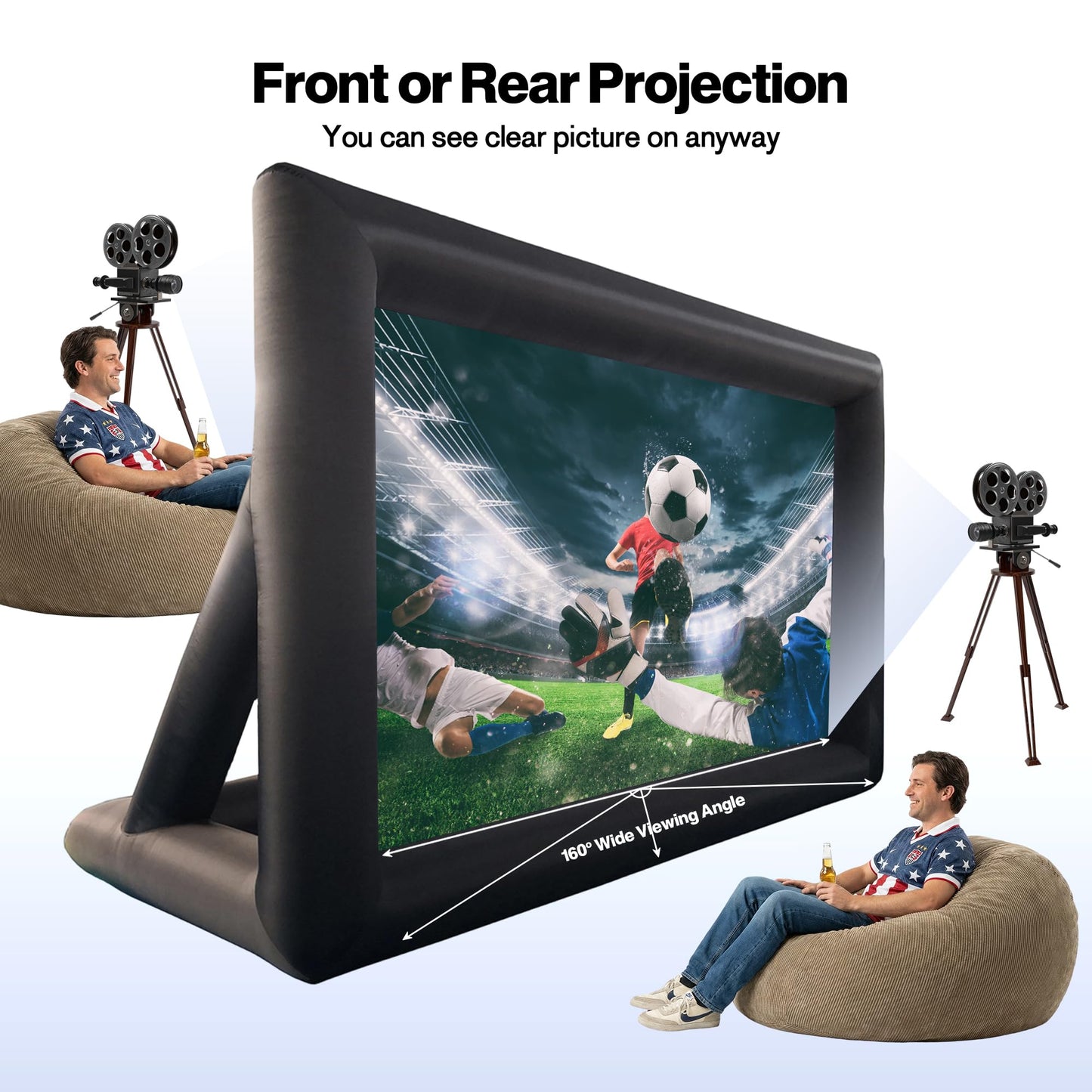 ADVWIN 20ft Inflatable Outdoor Projection Screen Fabric Projector in Black DEMO