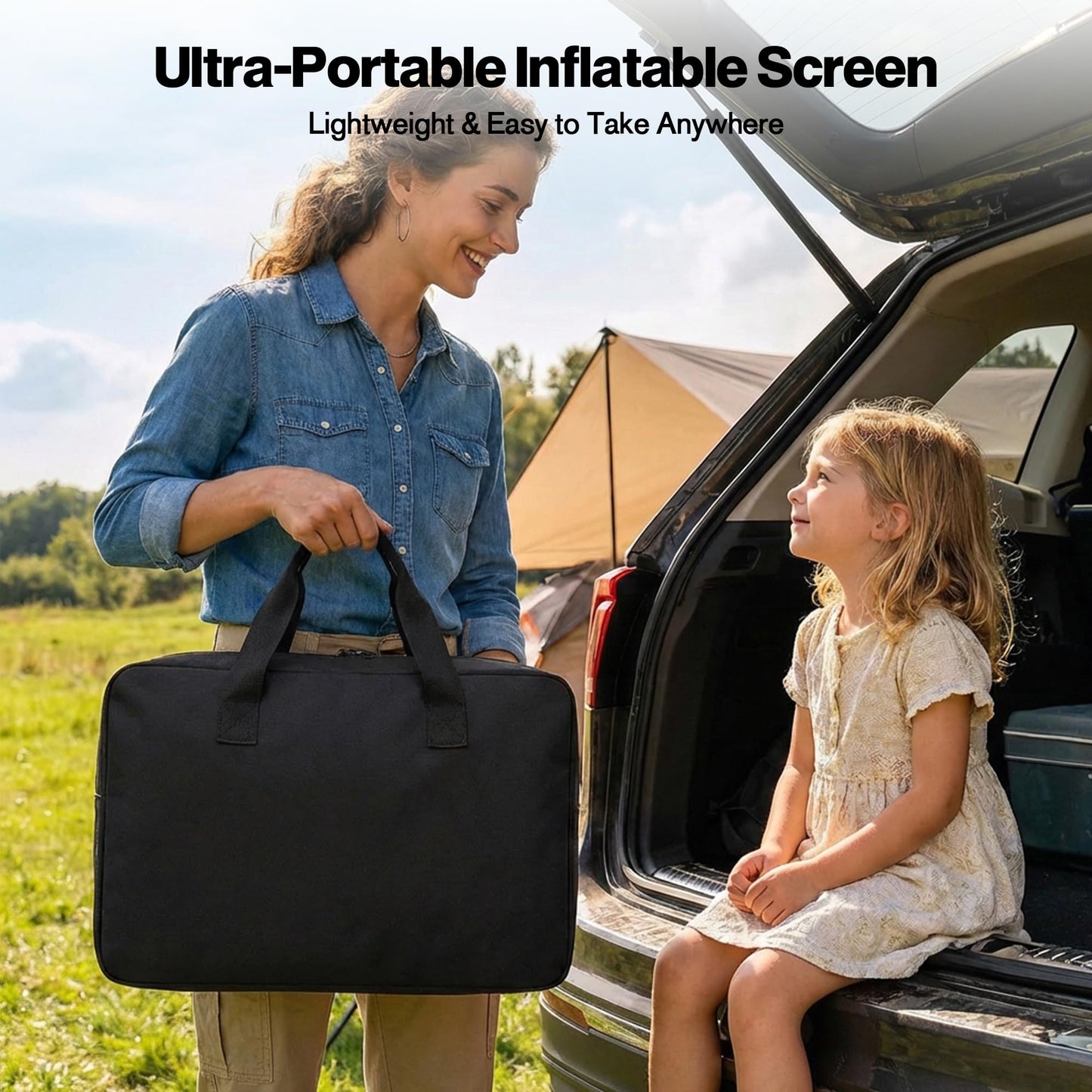 ADVWIN 20ft Inflatable Outdoor Projection Screen Fabric Projector in Black DEMO