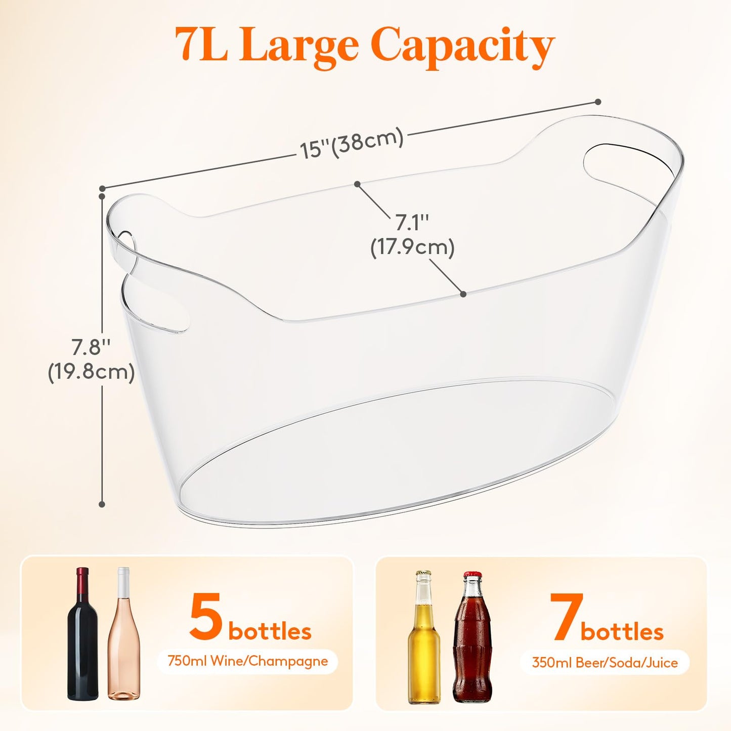 Lifewit 7L Large Clear Ice Bucket for Champagne, Wine & Beverage Parties DEMO
