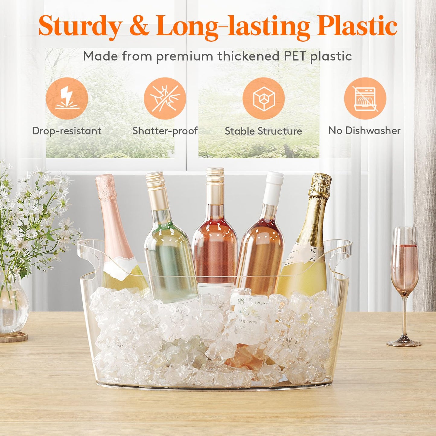 Lifewit 7L Large Clear Ice Bucket for Champagne, Wine & Beverage Parties DEMO