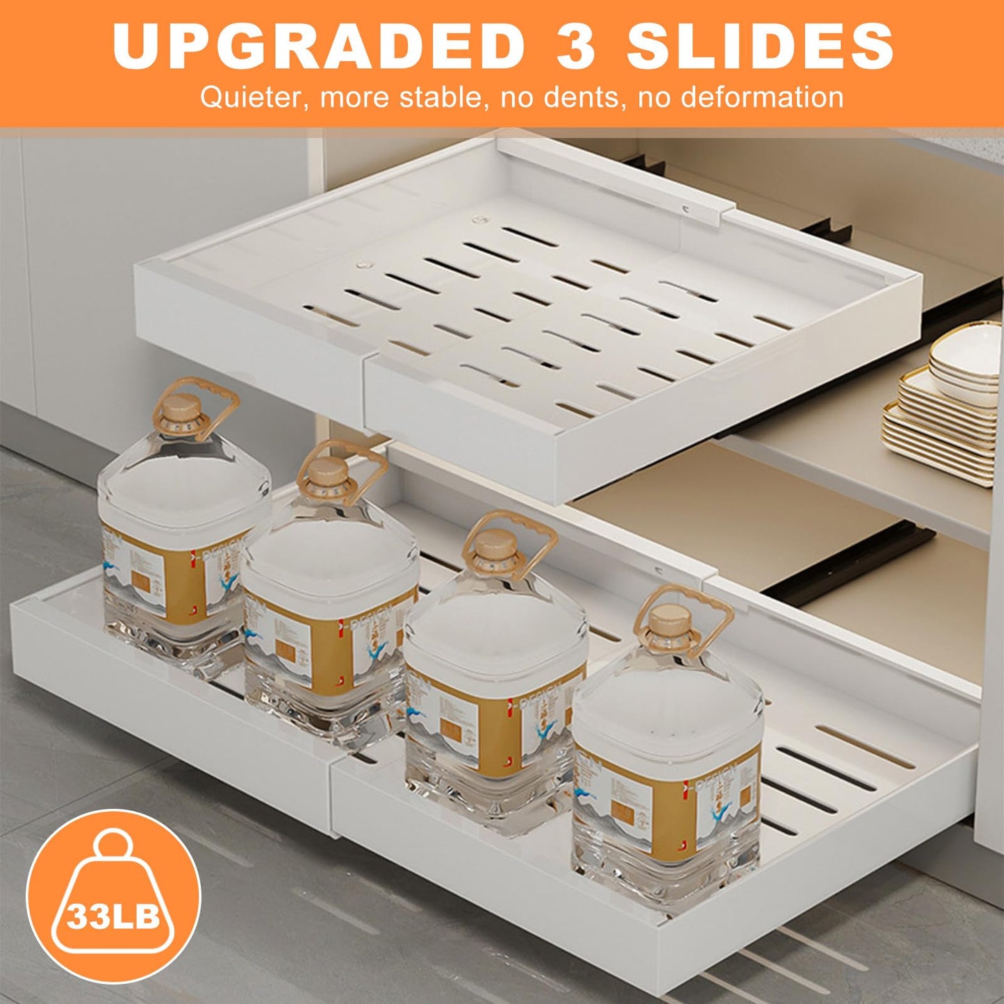 TNGAMFGT Expandable Pull Out Cabinet Organizer, White 12.6-20.5 Inch, DEMO