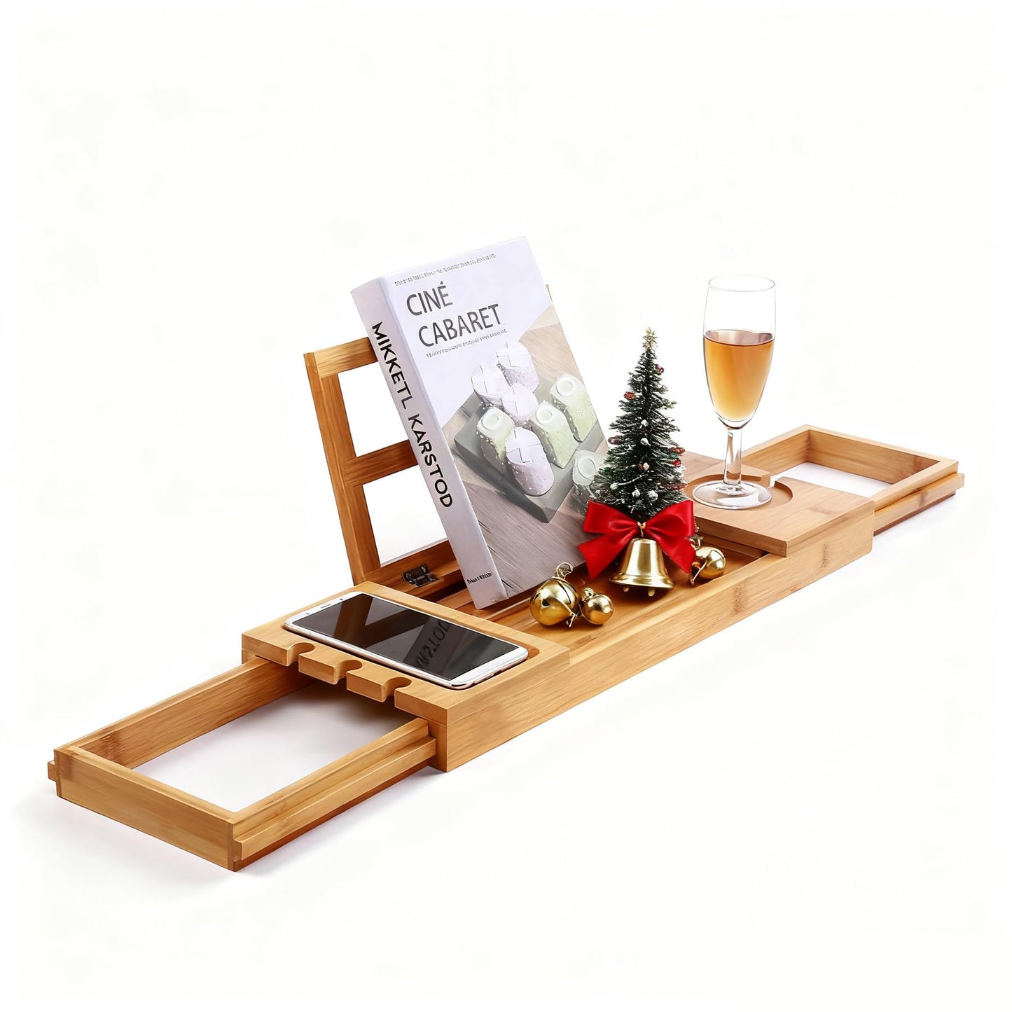 Utoplike Bamboo Bathing Accessories Bathtub Tray Wooden Bath Caddy with DEMO