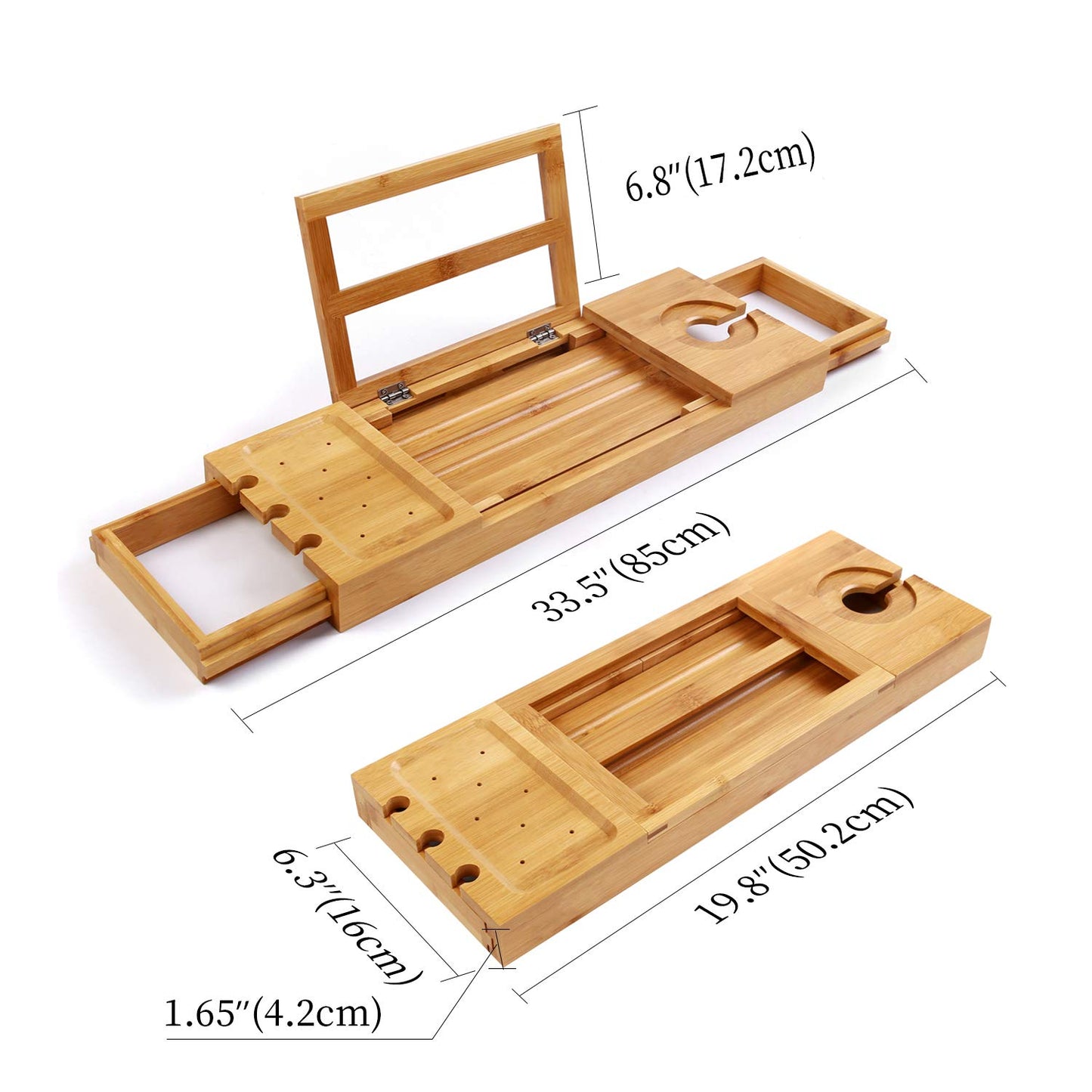 Utoplike Bamboo Bathing Accessories Bathtub Tray Wooden Bath Caddy with DEMO