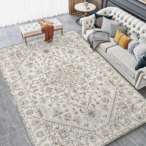 TFMODBFA Large Area Rug Vintage Carpet Washable Non-Slip Ivory 300 x 200 cm NEW