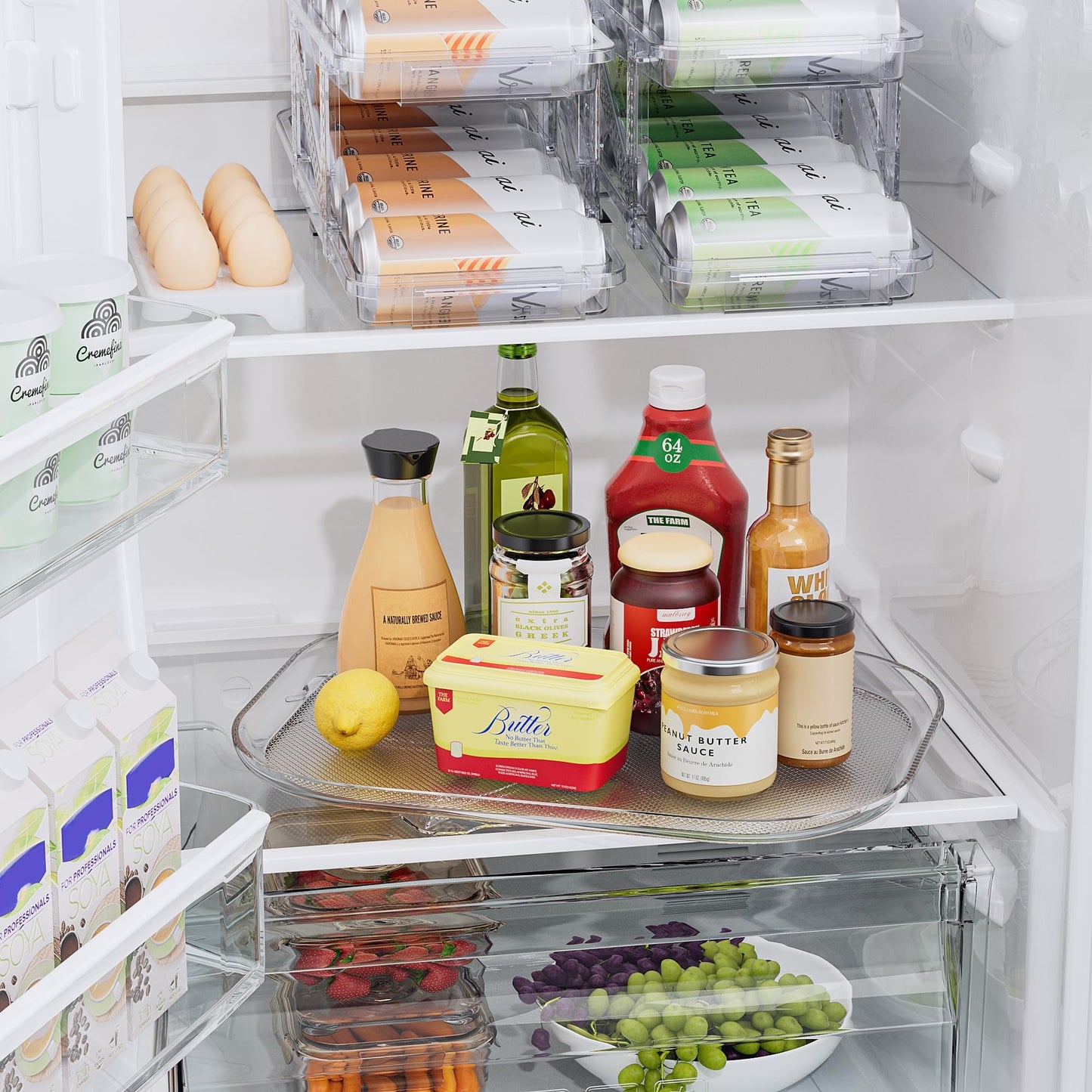 LAMU Lazy Susan Turntable Organizer for Refrigerator & Kitchen Storage, DEMO