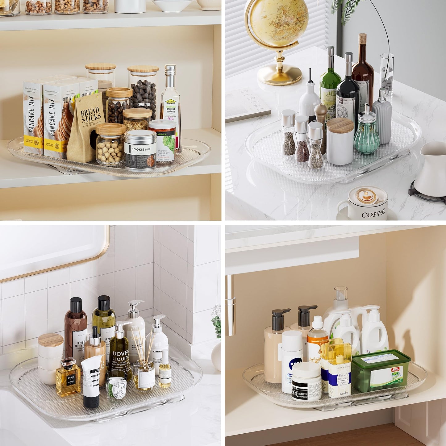 LAMU Lazy Susan Turntable Organizer for Refrigerator & Kitchen Storage, DEMO