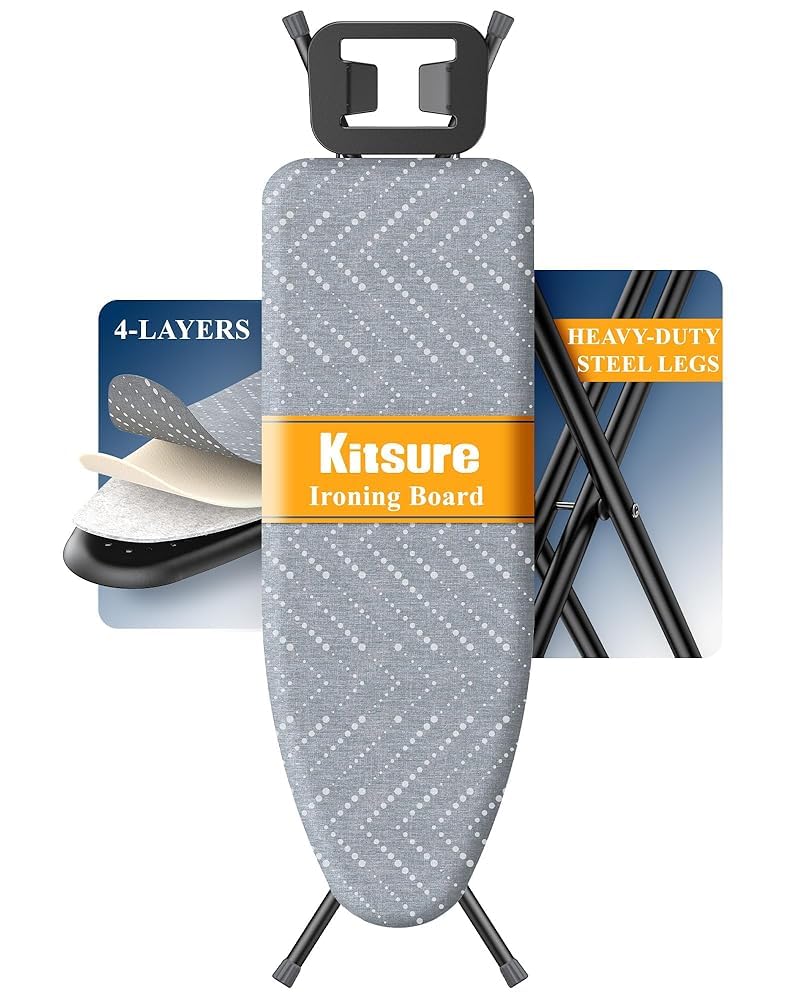 Kitsure Full Size Folding Ironing Board Adjustable Height Grey DEMO
