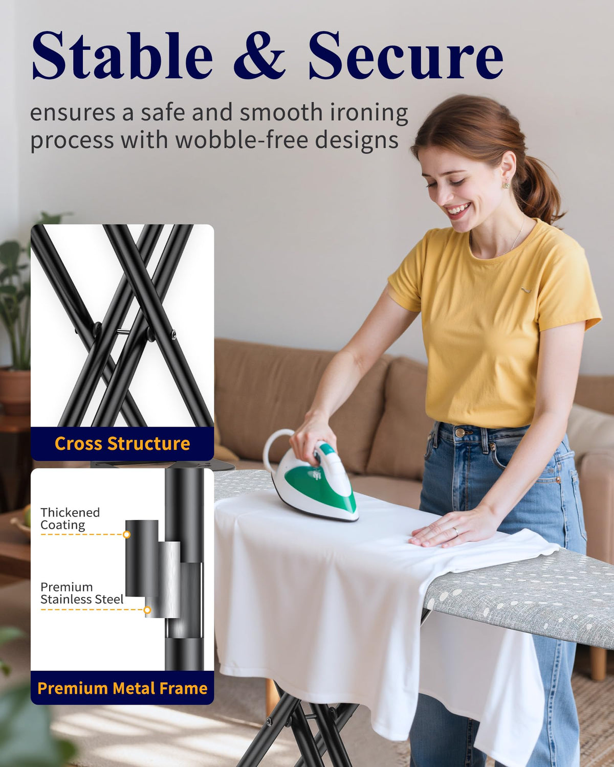 Kitsure Full Size Folding Ironing Board Adjustable Height Grey DEMO