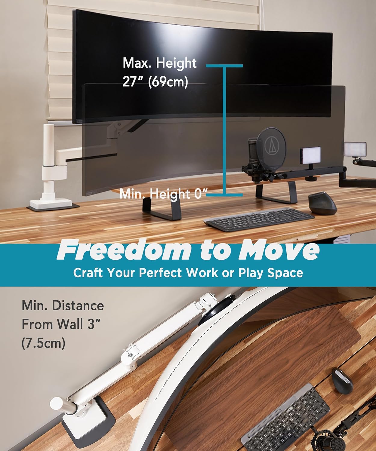 ULTRARM Heavy Monitor Arms Duty Ultrawide Monitor Arm Stand for 21-35 Inch NEW