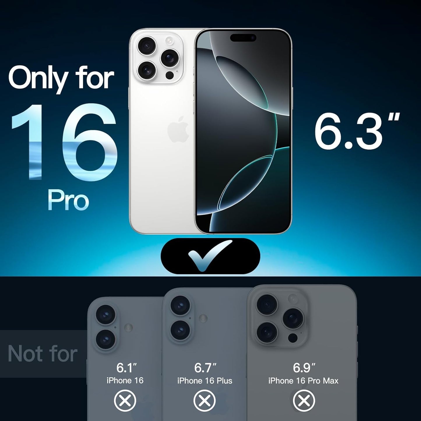 JETech Tempered Screen Protectors Glass Screen Protector for iPhone 16 Pro NEW