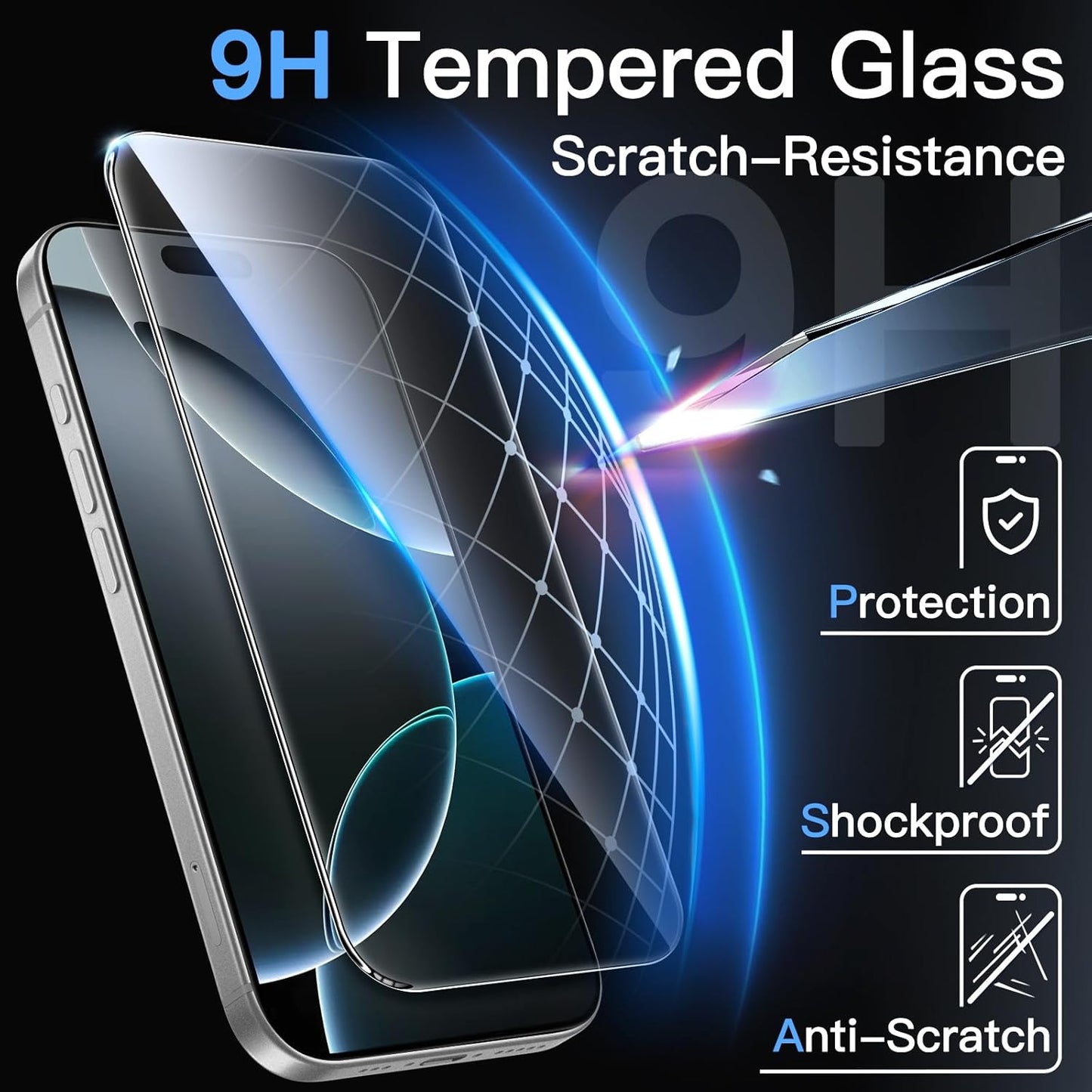 JETech Tempered Screen Protectors Glass Screen Protector for iPhone 16 Pro NEW