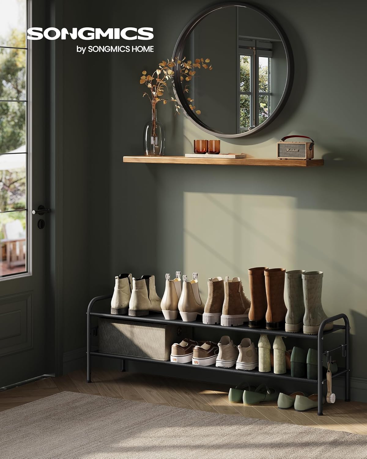 SONGMICS 2 Free Standing Shoe Racks Tier Fabric Shoe Organizer Dove Grey NEW
