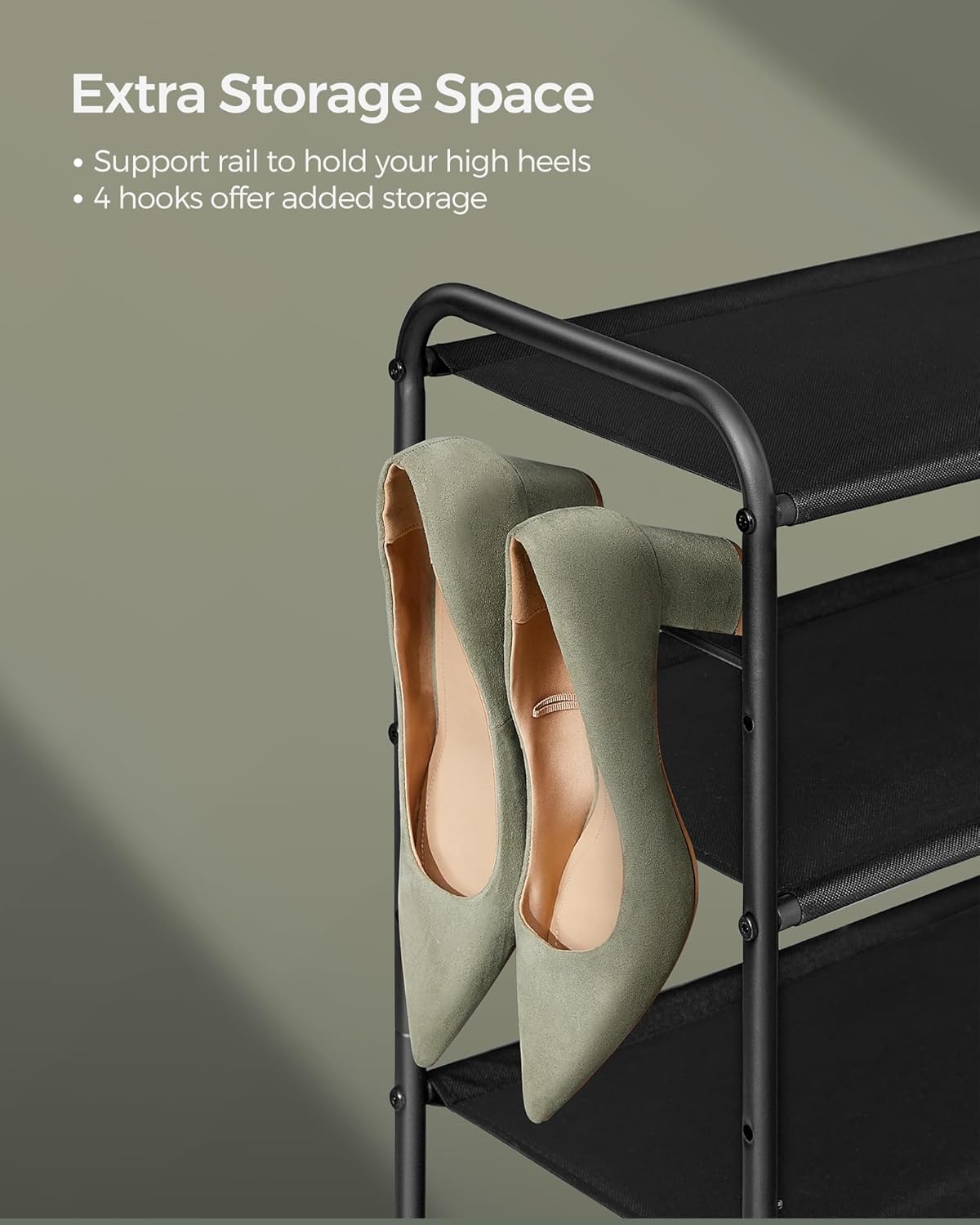 SONGMICS 2 Free Standing Shoe Racks Tier Fabric Shoe Organizer Dove Grey NEW