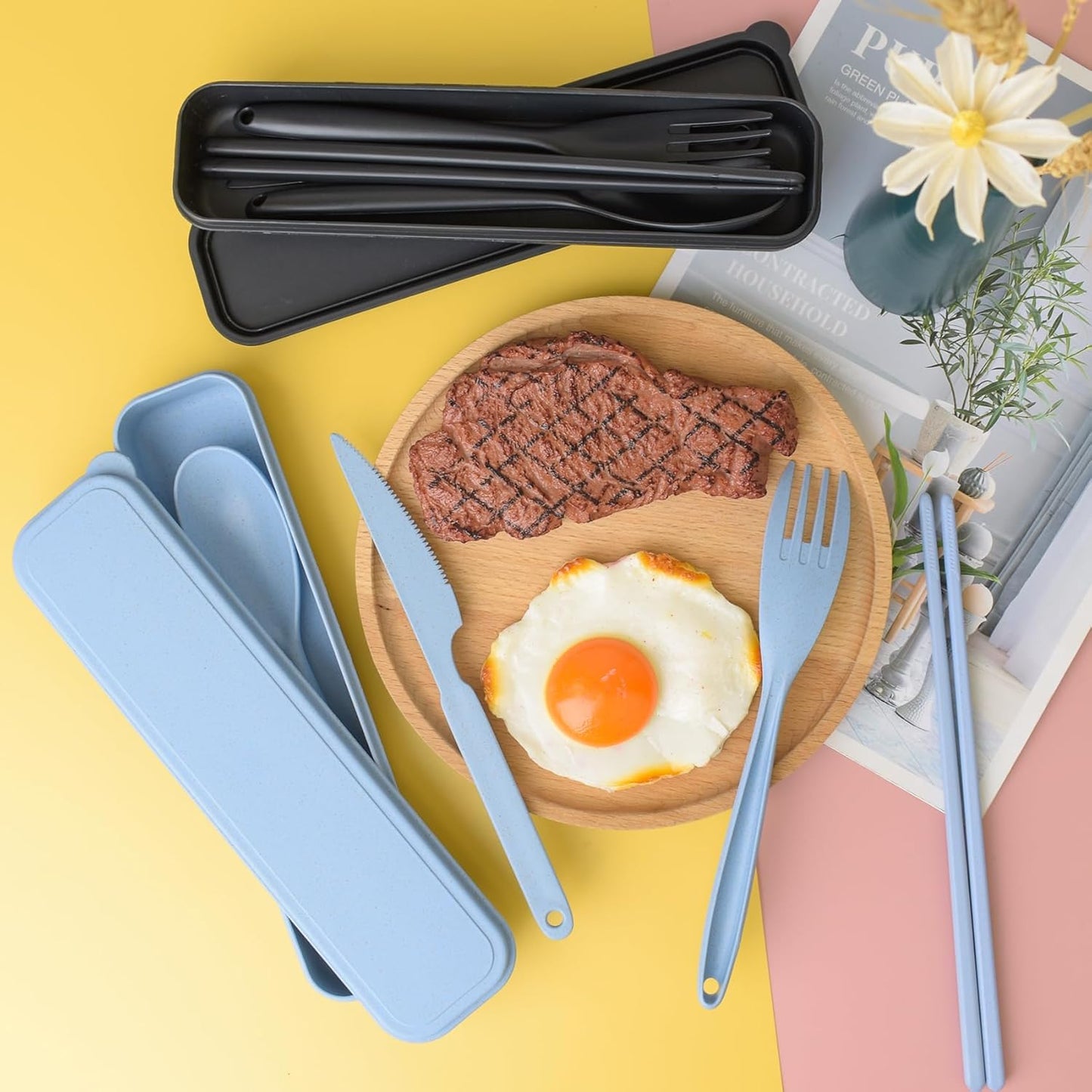 Loyzcy Reusable Mixed Cutlery Sets Travel Cutlery Set 2 Piece Mixed Sets NEW