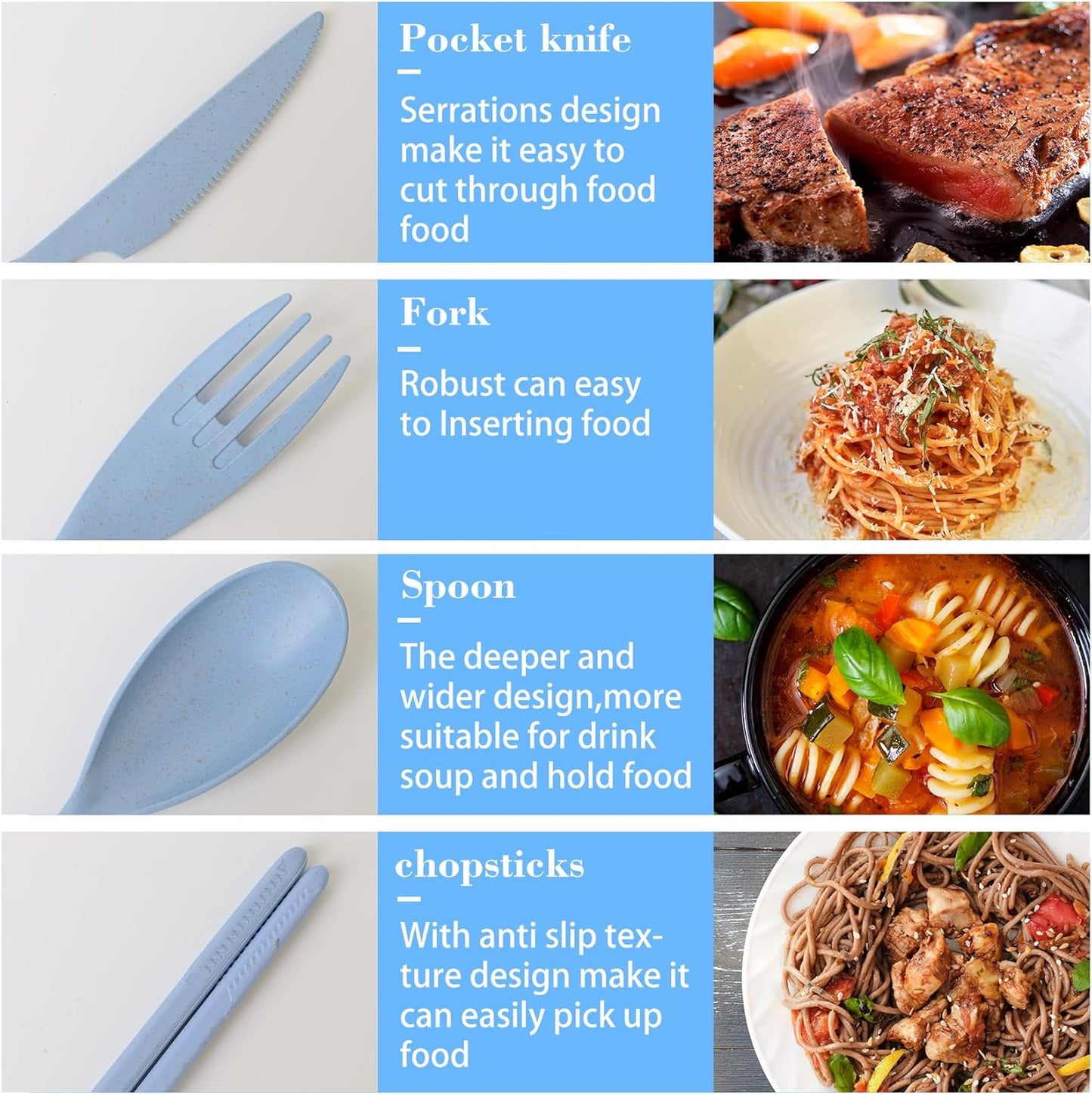 Loyzcy Reusable Mixed Cutlery Sets Travel Cutlery Set 2 Piece Mixed Sets NEW