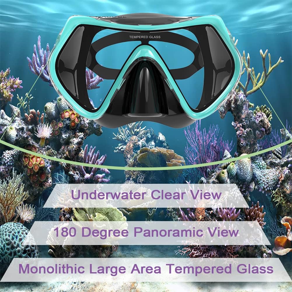 WACOOL Professional Silicone Snorkeling Goggles for Adults in Mgreen Color NEW