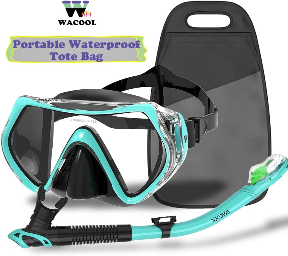 WACOOL Professional Silicone Snorkeling Goggles for Adults in Mgreen Color NEW