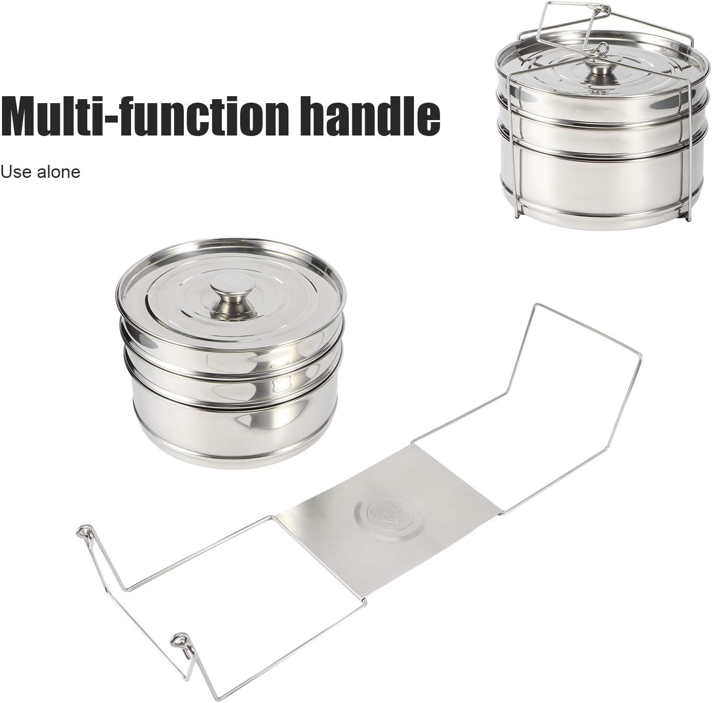 Fdit Stackable Steamers Steamer Insert Pans 3 Tier Stainless Steel Cooker DEMO